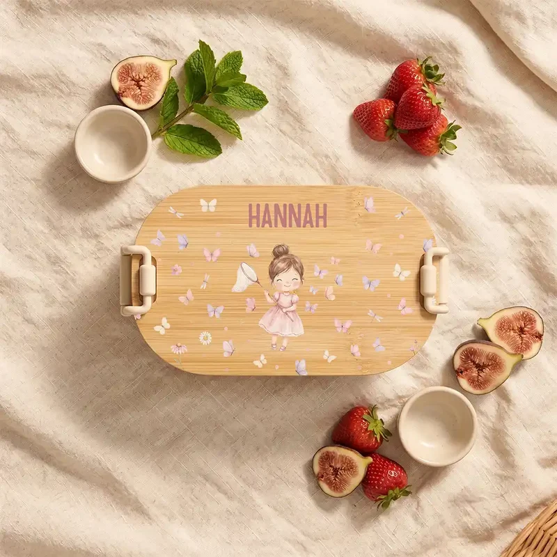 Brotdose Kinder personalisiert, Mädchen Schmetterlinge