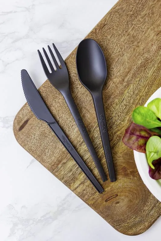 6.5in RCPLA compostable spoon - black