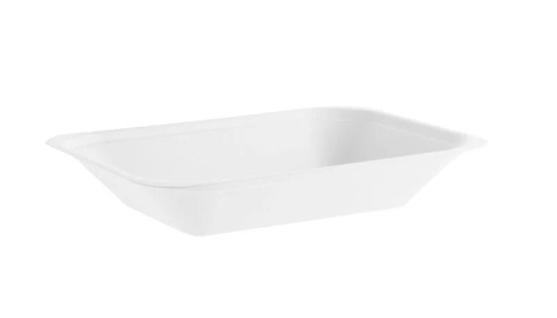 7 x 5in bagasse chip tray - white