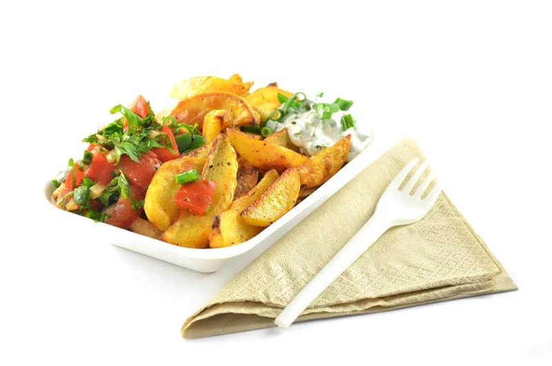 7 x 5in bagasse chip tray - white