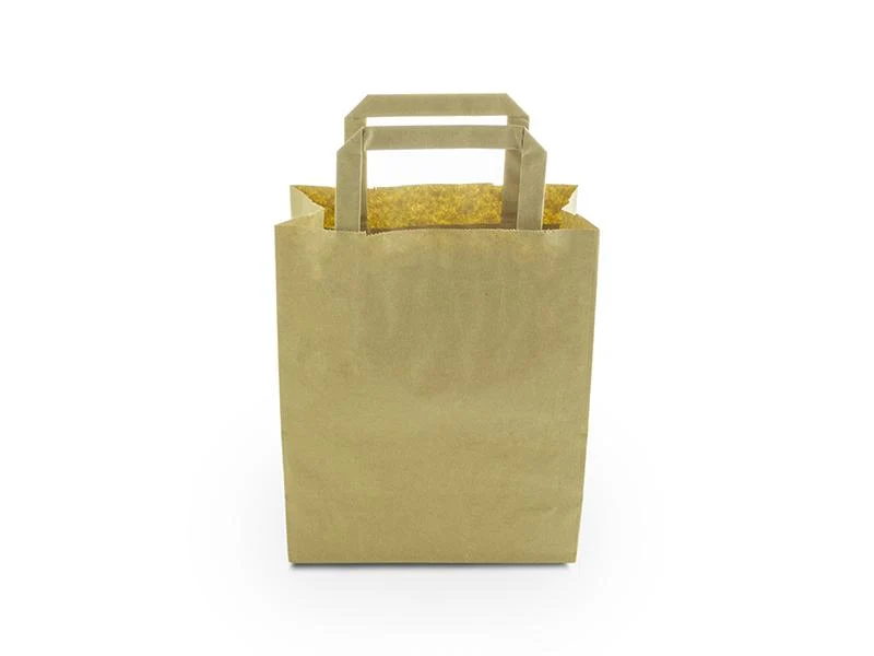 Small recycled paper carrier bag 18w x 21h x 9d cm - kraft