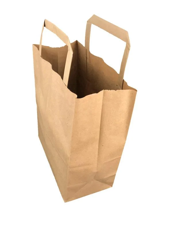 Small recycled paper carrier bag 18w x 21h x 9d cm - kraft
