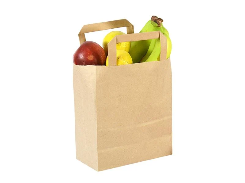 Small recycled paper carrier bag 18w x 21h x 9d cm - kraft