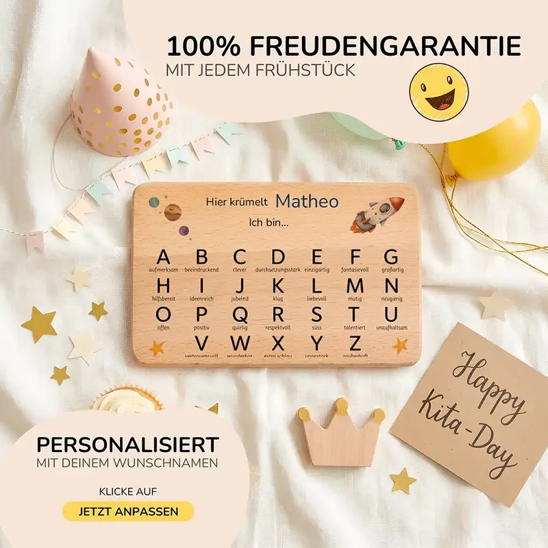ABC Brettchen Kinder personalisiert – Weltraum Rakete