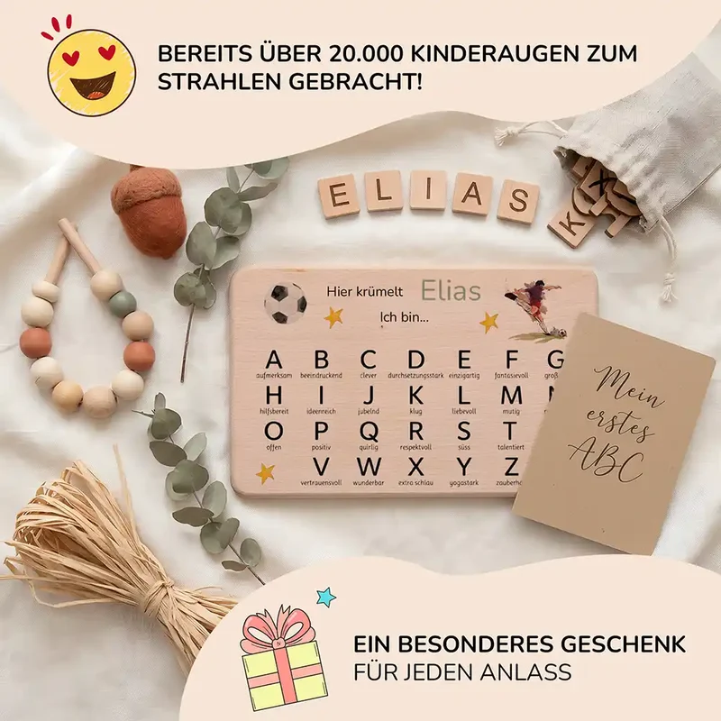 ABC Brettchen Kinder personalisiert – Fußball Adler