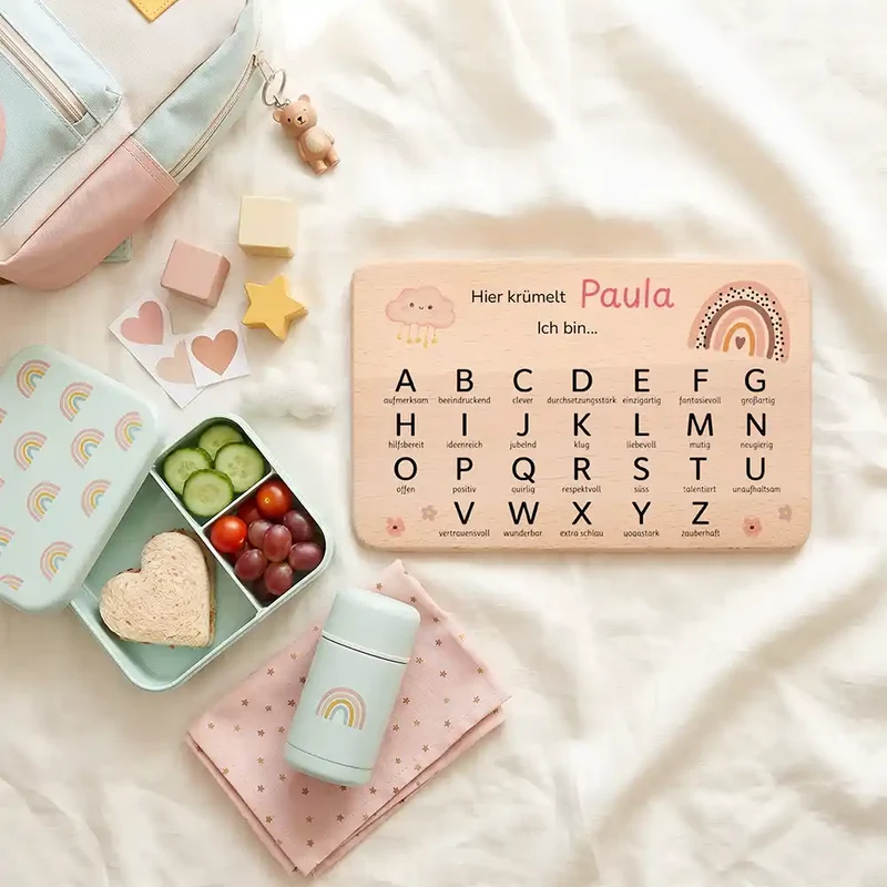 ABC Brettchen Kinder personalisiert – Wildblumen Boho