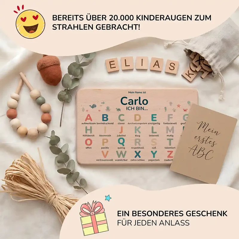 ABC Brettchen Kinder personalisiert – Safari Tiere