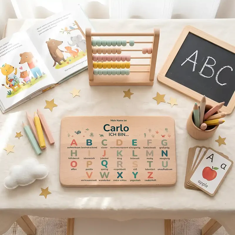 ABC Brettchen Kinder personalisiert – Safari Tiere