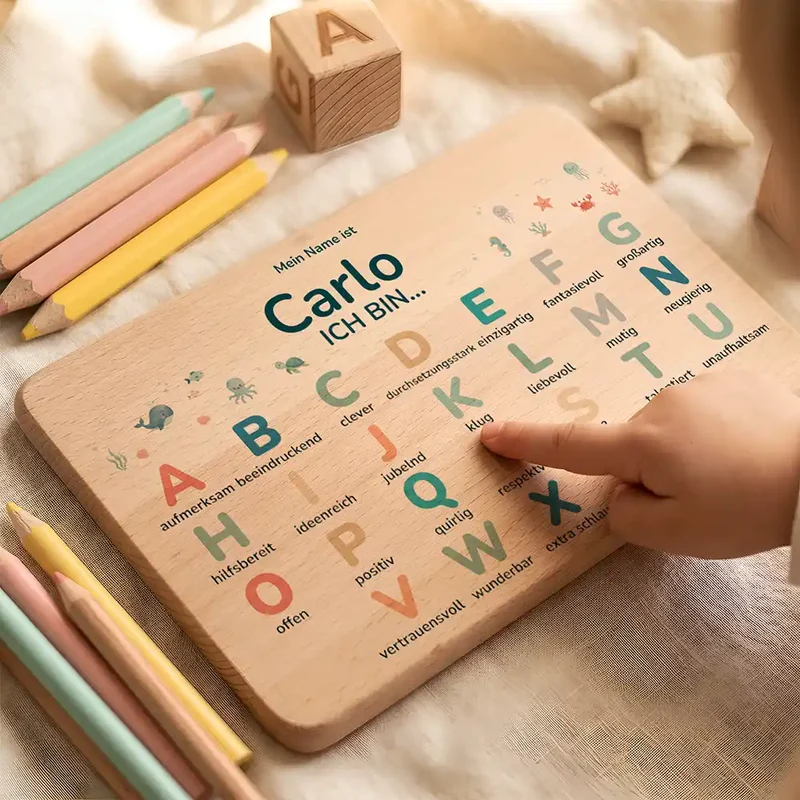 ABC Brettchen Kinder personalisiert – Safari Tiere