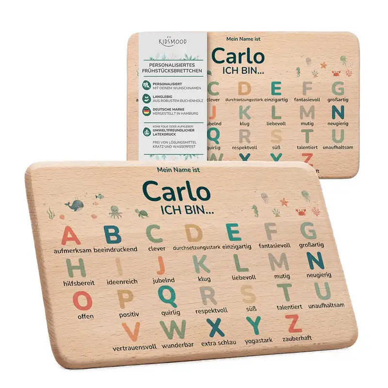ABC Brettchen Kinder personalisiert – Safari Tiere