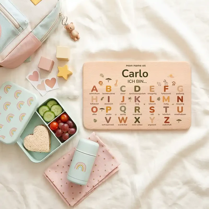 ABC Brettchen Kinder personalisiert – Sterne klassisch