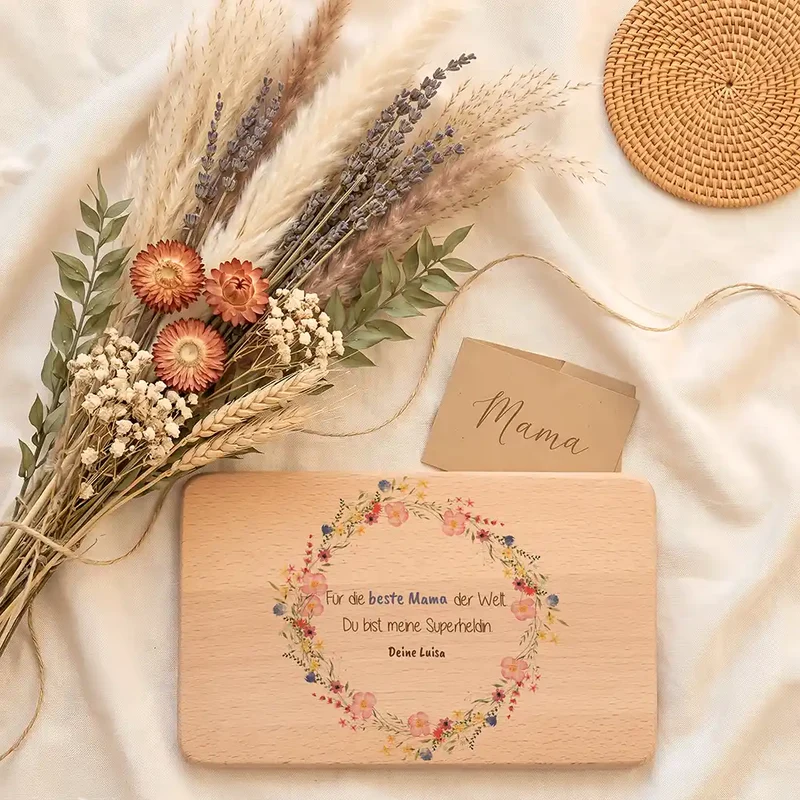 Personalisiertes Frühstücksbrettchen Muttertag – Wildblumen Reload