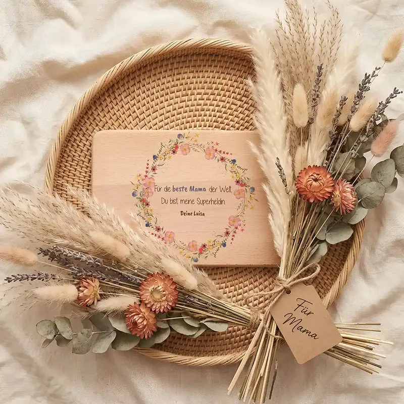 Personalisiertes Frühstücksbrettchen Muttertag – Wildblumen Reload