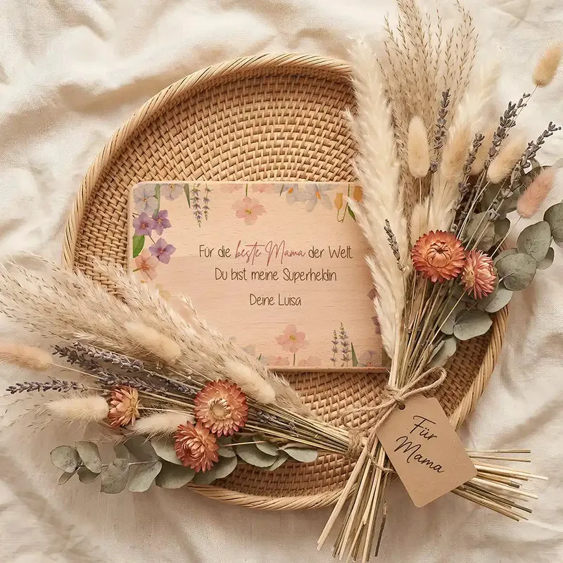 Personalisiertes Frühstücksbrettchen Muttertag – Beste Mama Blüten