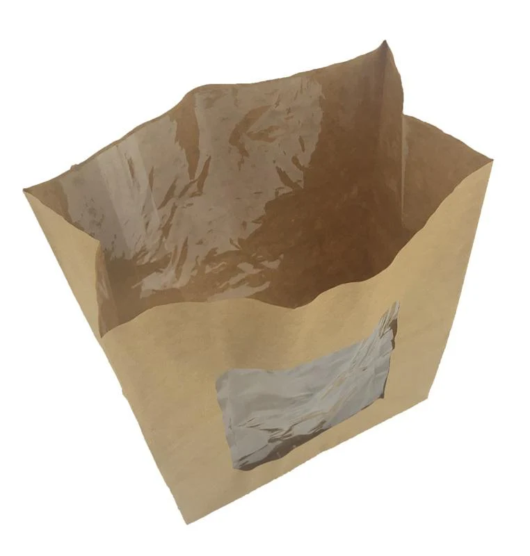 NatureFlex window bloomer bag 15.2 x 7.6 x 22.8cm - kraft