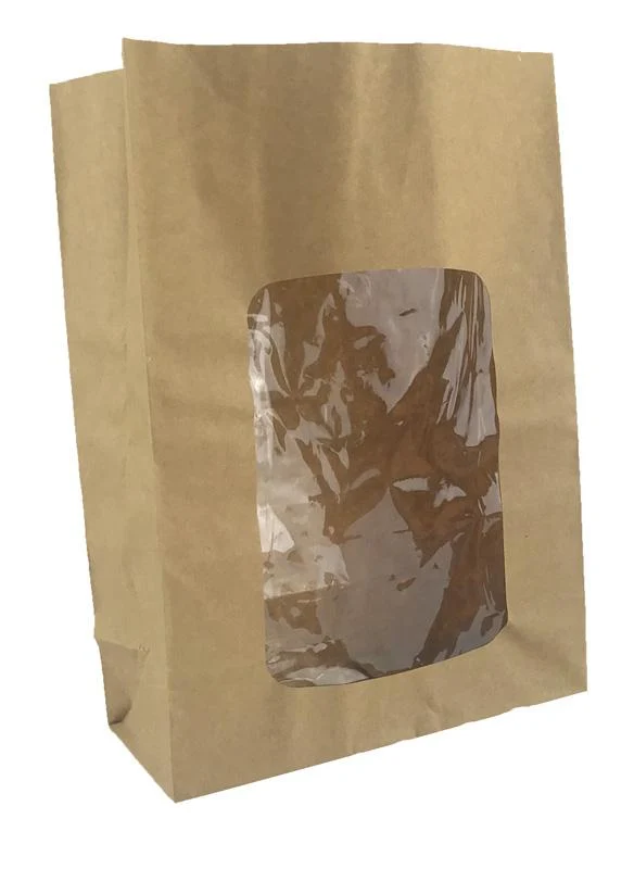 NatureFlex window bloomer bag 15.2 x 7.6 x 22.8cm - kraft
