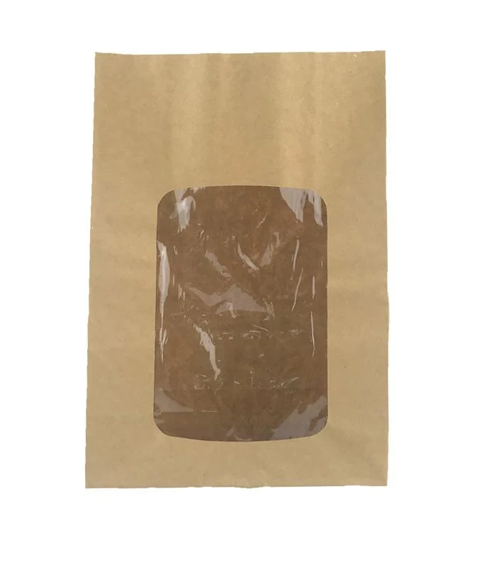 NatureFlex window bloomer bag 15.2 x 7.6 x 22.8cm - kraft