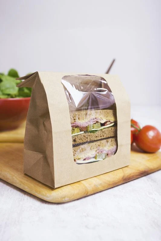 NatureFlex window bloomer bag 15.2 x 7.6 x 22.8cm - kraft
