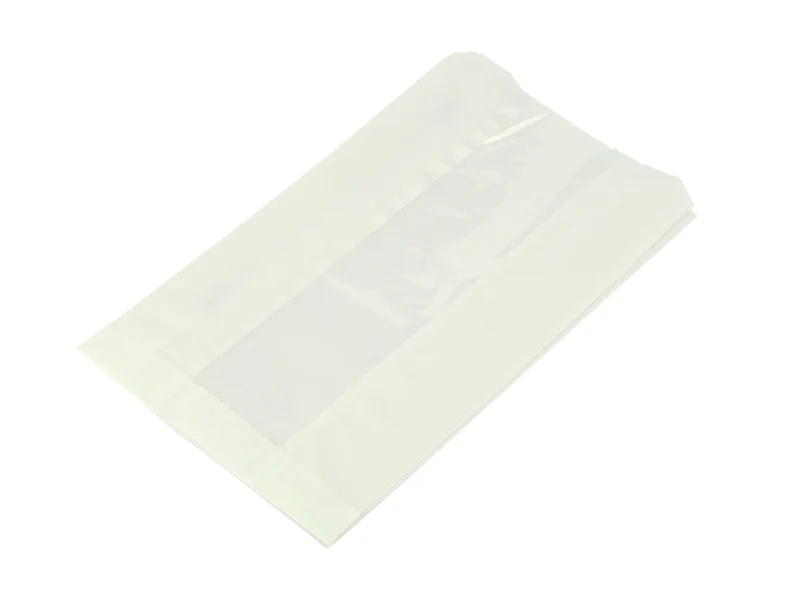 Glassine hot bag NatureFlex window 15 x 6.3 x 25.4cm - white