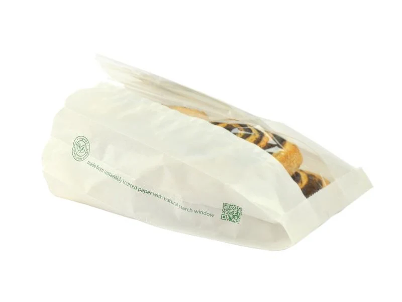 Glassine hot bag NatureFlex window 15 x 6.3 x 25.4cm - white