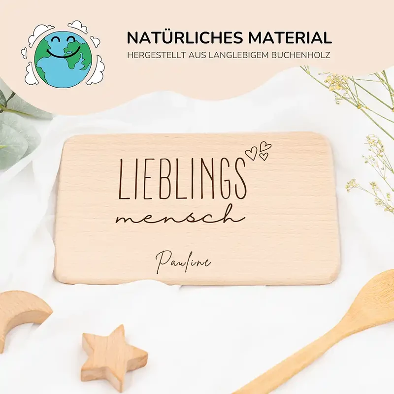 Frühstücksbrettchen Holz Lieblingsmensch Papa mit Gravur - Geschenk Vatertag