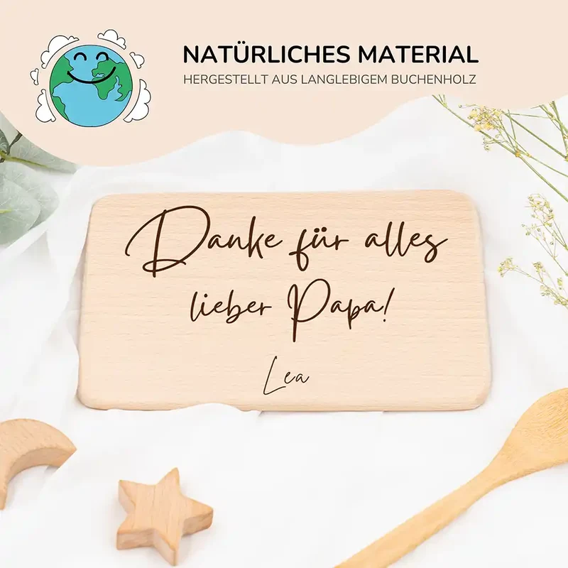 Frühstücksbrettchen Holz Danke für alles mit Gravur - Geschenk Vatertag