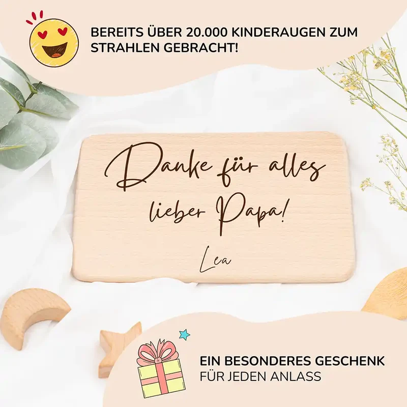 Frühstücksbrettchen Holz Danke für alles mit Gravur - Geschenk Vatertag