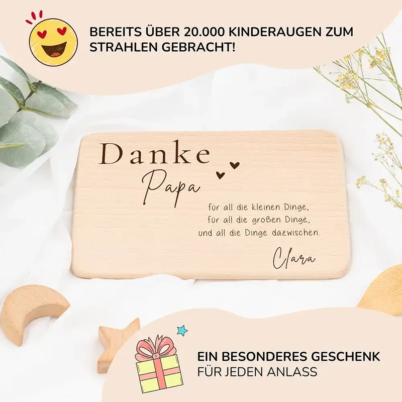 Frühstücksbrettchen Holz Danke Papa mit Gravur - Geschenk Vatertag