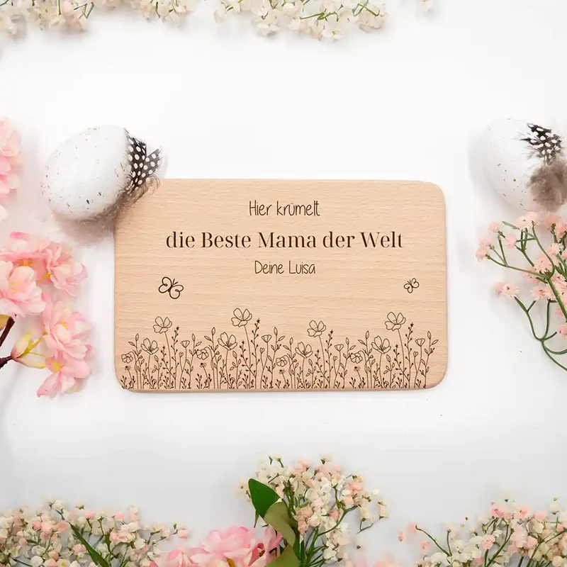 Frühstücksbrettchen Holz Die beste Mama der Welt mit Gravur - Geschenk Muttertag