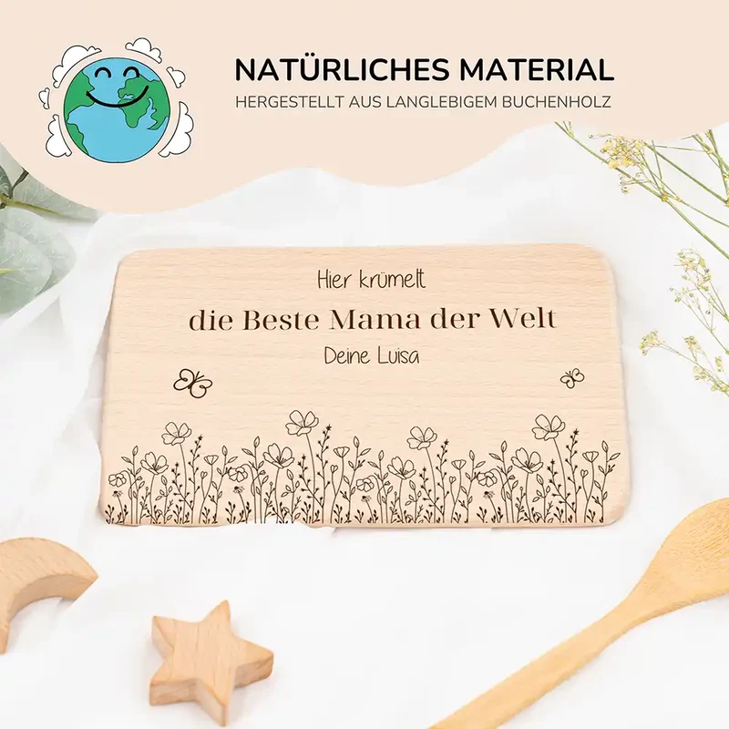 Frühstücksbrettchen Holz Die beste Mama der Welt mit Gravur - Geschenk Muttertag