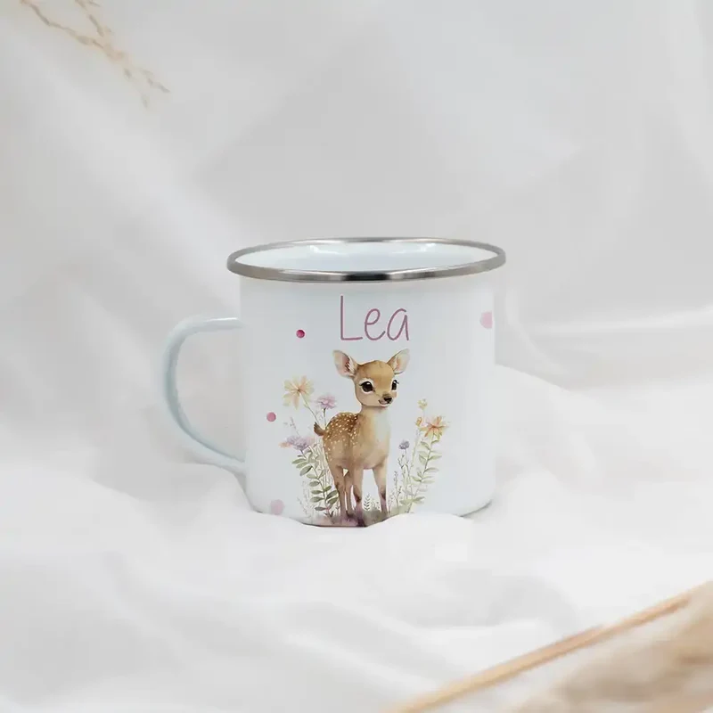 Emaille Tasse personalisiert - niedliche Motive
