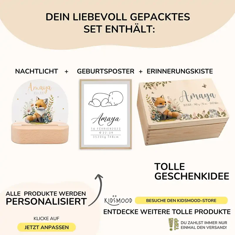 Geschenkset zur Geburt – Fuchs | Baby Geschenk