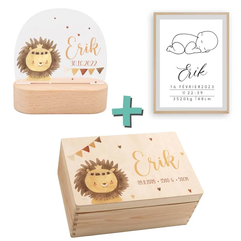 Geschenkset zur Geburt – Boho Löwe | Baby Geschenk