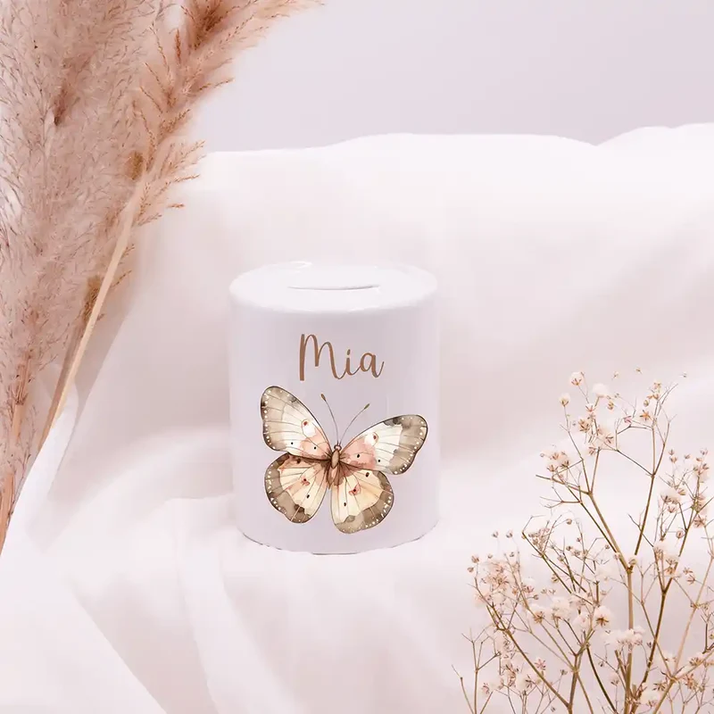 Spardose Kinder aus Keramik - Schmetterling