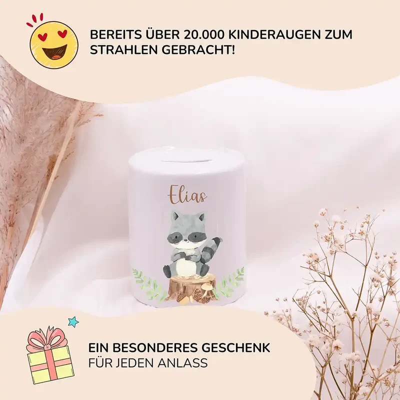 Spardose Kinder aus Keramik - Waschbär