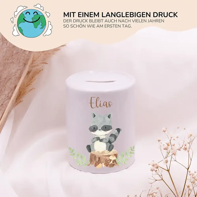 Spardose Kinder aus Keramik - Waschbär