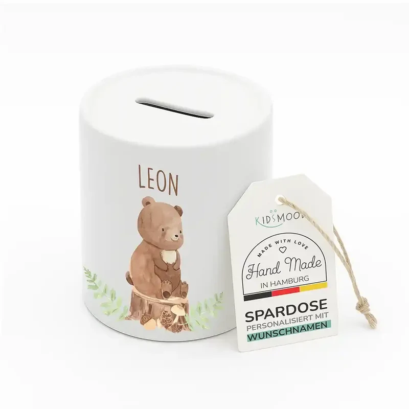 Spardose Kinder aus Keramik - Bär Waldtiere