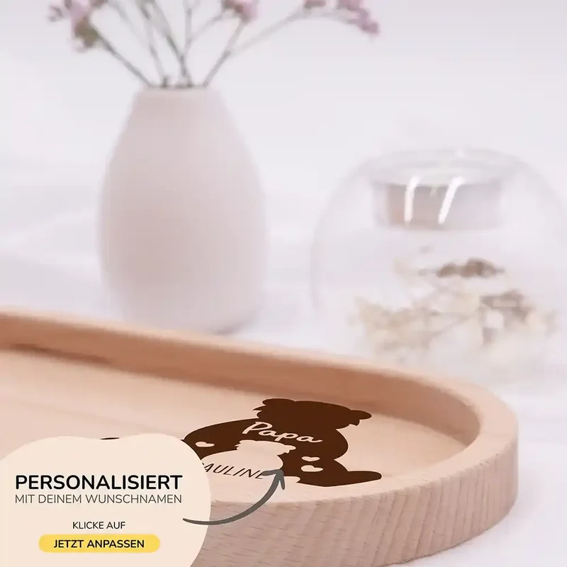 Personalisiertes Holz-Serviertablett "Papa-Bär" - Vatertag Geschenk