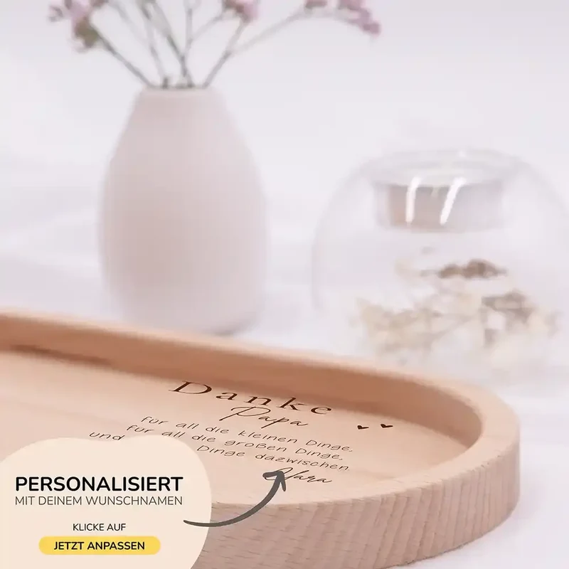 Personalisiertes Holz-Serviertablett "Danke Papa" - Vatertag Geschenk