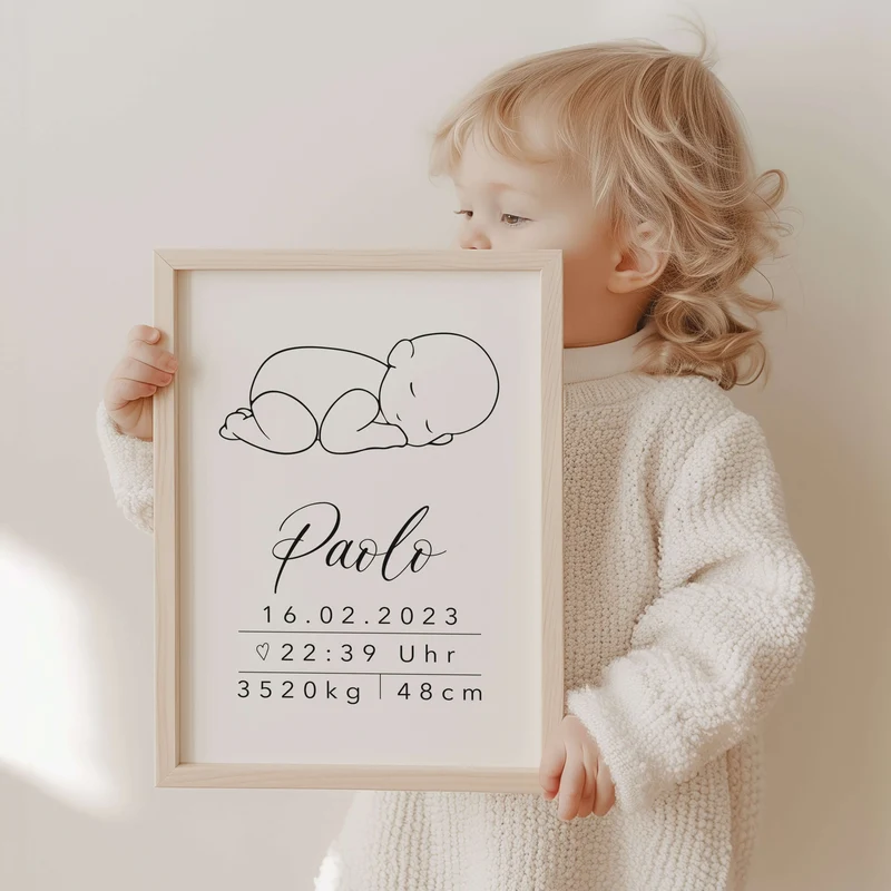 Geburtsposter personalisiert Boho