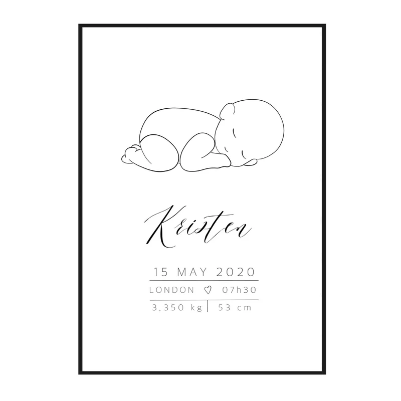 Geburtsposter personalisiert Boho