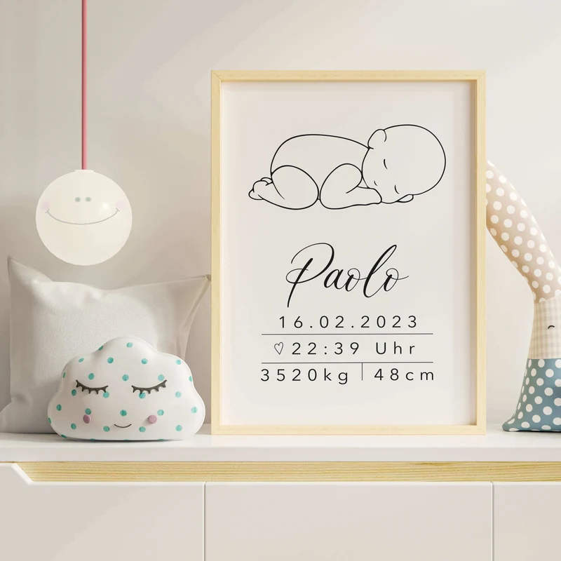 Geburtsposter personalisiert Boho