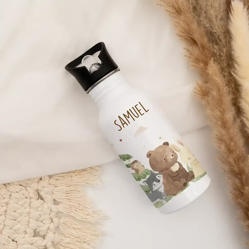 Trinkflasche Kinder Edelstahl - Waldtiere