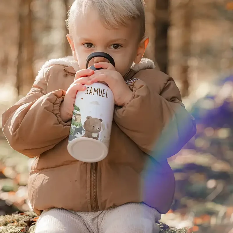 Trinkflasche Kinder Edelstahl - Waldtiere