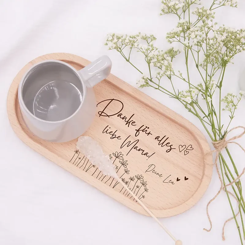 Personalisiertes Holz-Serviertablett "Danke Mama" | Muttertagsgeschenk