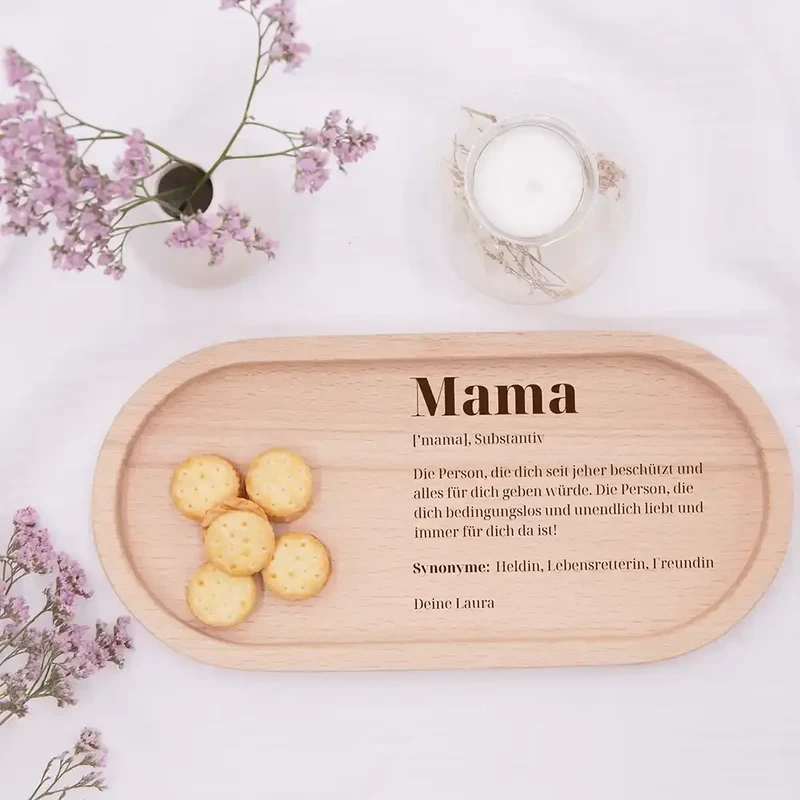 Personalisiertes Holz-Serviertablett "Danke Mama" | Muttertagsgeschenk