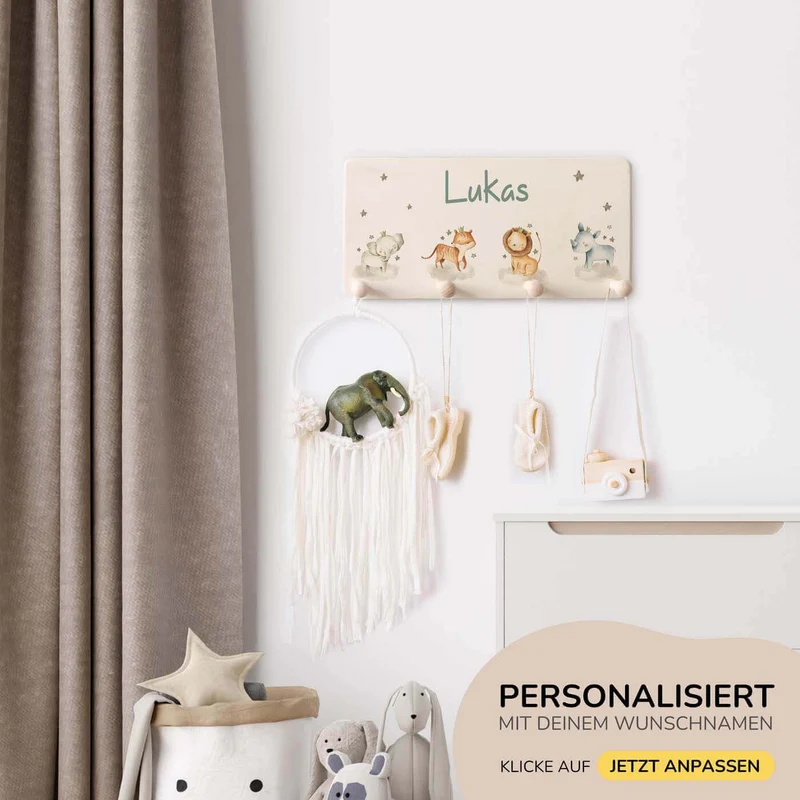 Kinderzimmer Aufbewahrung Safari-Bundle: Erinnerungskiste, Tonieregal, Garderobe