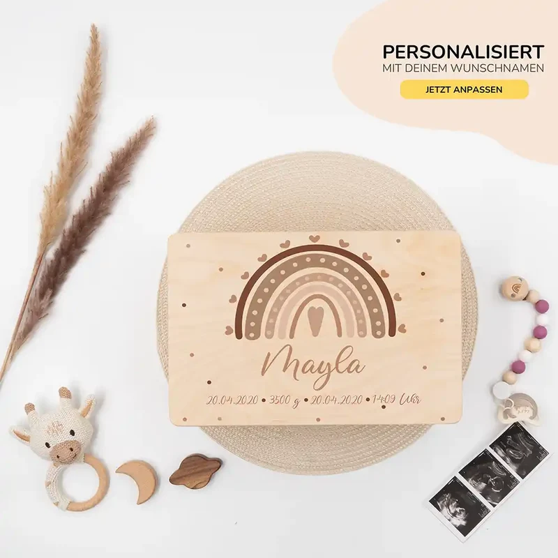 Kinderzimmer Aufbewahrung Regenbogen-Bundle 1: Erinnerungskiste, Tonieregal, Garderobe