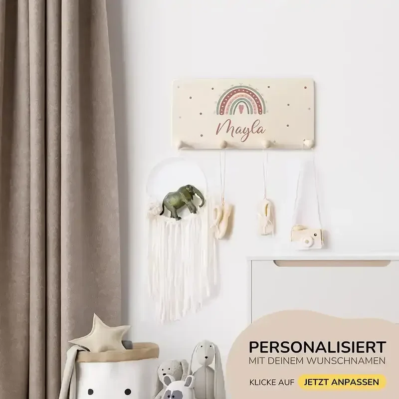 Kinderzimmer Aufbewahrung Boho-Bundle: Erinnerungskiste, Tonieregal, Garderobe
