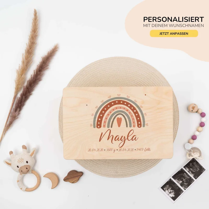 Kinderzimmer Aufbewahrung Regenbogen-Bundle 2: Erinnerungskiste, Tonieregal, Garderobe